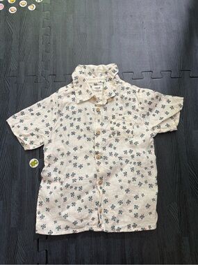 Oeuf kids white short sleeve button shirt
